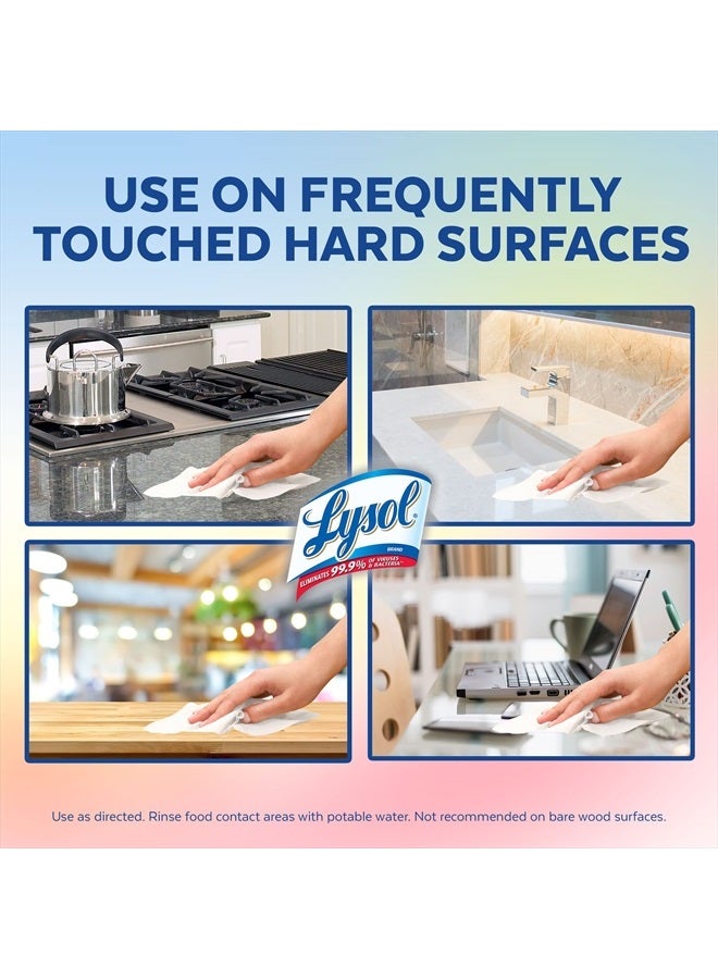 Lysol حزمة مناديل مطهرة، مناديل تنظيف مضادة للبكتيريا متعددة الأسطح، تحتوي على x2 ليمون وزهر الليمون، قماش نقي، مانجو وهايبسكس، 80 قطعة (عبوة من 4) - Image 4