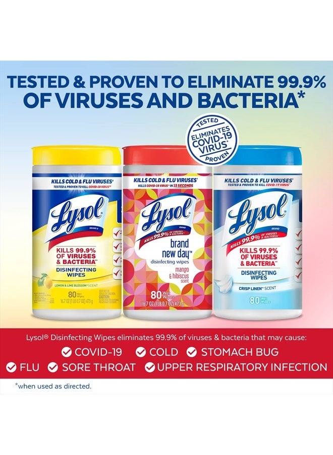 Lysol حزمة مناديل مطهرة، مناديل تنظيف مضادة للبكتيريا متعددة الأسطح، تحتوي على x2 ليمون وزهر الليمون، قماش نقي، مانجو وهايبسكس، 80 قطعة (عبوة من 4) - Image 3