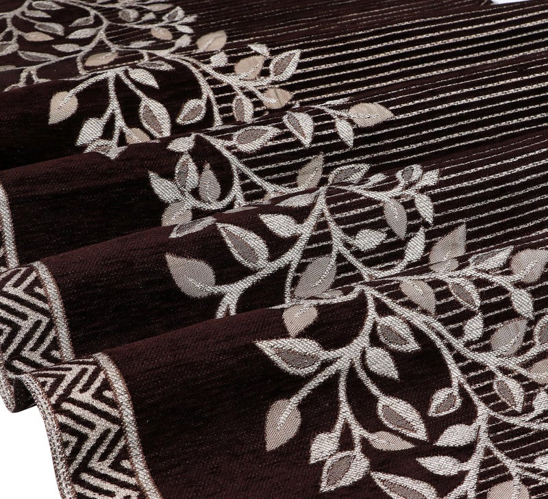 Nendle Superior Velvet Floral Sofa Mat 6 Seater Set Cover Durable Protector for Living Room Sofa Set 3+3, Suitable for L Shape, Sectional and U Shape Sofa (Brown, Pack of 2) - Image 2
