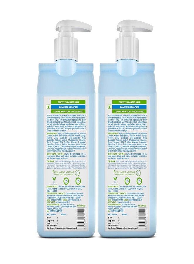 Mamaearth Milky Soft Shampoo For Babies | Infused with Oats, Milk and Calendula | Gently Cleanses Hair, Balances Scalp pH & Makes Hair Soft & Smooth | 400 ml x 2 - Image 2