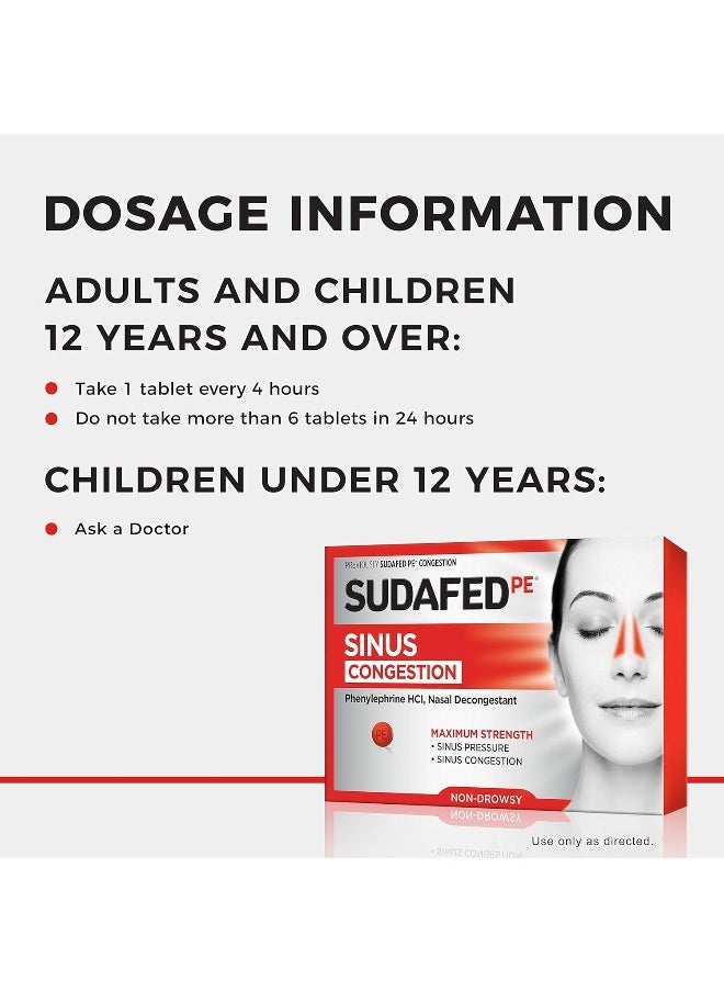 Sudafed Pe Sinus Congestion Maximum Strength Non-Drowsy Decongestant Tablets, 18 Ct  - Image 5