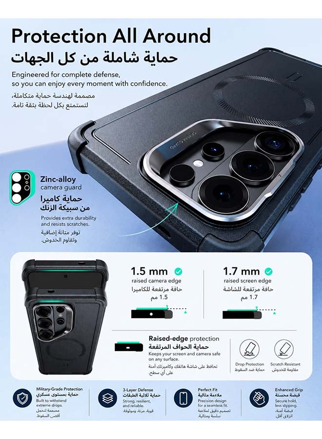 ESR Cyber Black Case for Samsung Galaxy S26 Ultra with Stash Stand – 7X Military-Grade Protection, MagSafe Compatible Black - Image 4