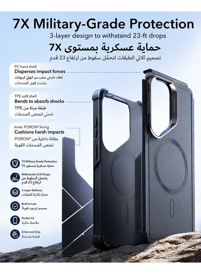 ESR Cyber Black Case for Samsung Galaxy S26 Ultra with Stash Stand – 7X Military-Grade Protection, MagSafe Compatible Black - Image 3