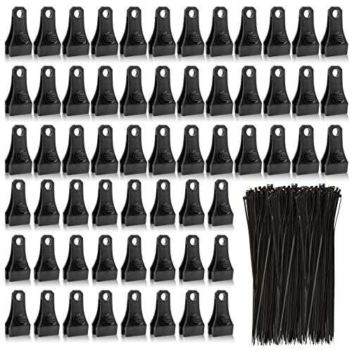 AMURS 60PCS Upgrade Large Tarp Clips Heavy Duty Lock Grip Tarp Clamps Thumb Screw Tent Clamps with 200 Pcs Zip Cable Ties for Swimming Pool Cover Awnings Outdoor Camping Caravan Canopies Car Covers - Image 1