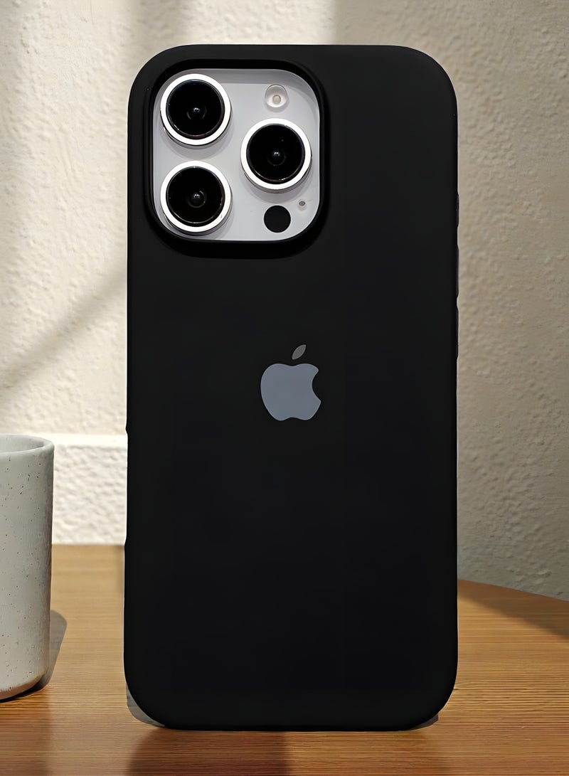 Silicone Case for iPhone 16 Pro – Soft-Touch Shockproof Slim Protective Cover with Soft Inner Lining, Camera Protection & Anti-Slip Grip - Black - Image 1