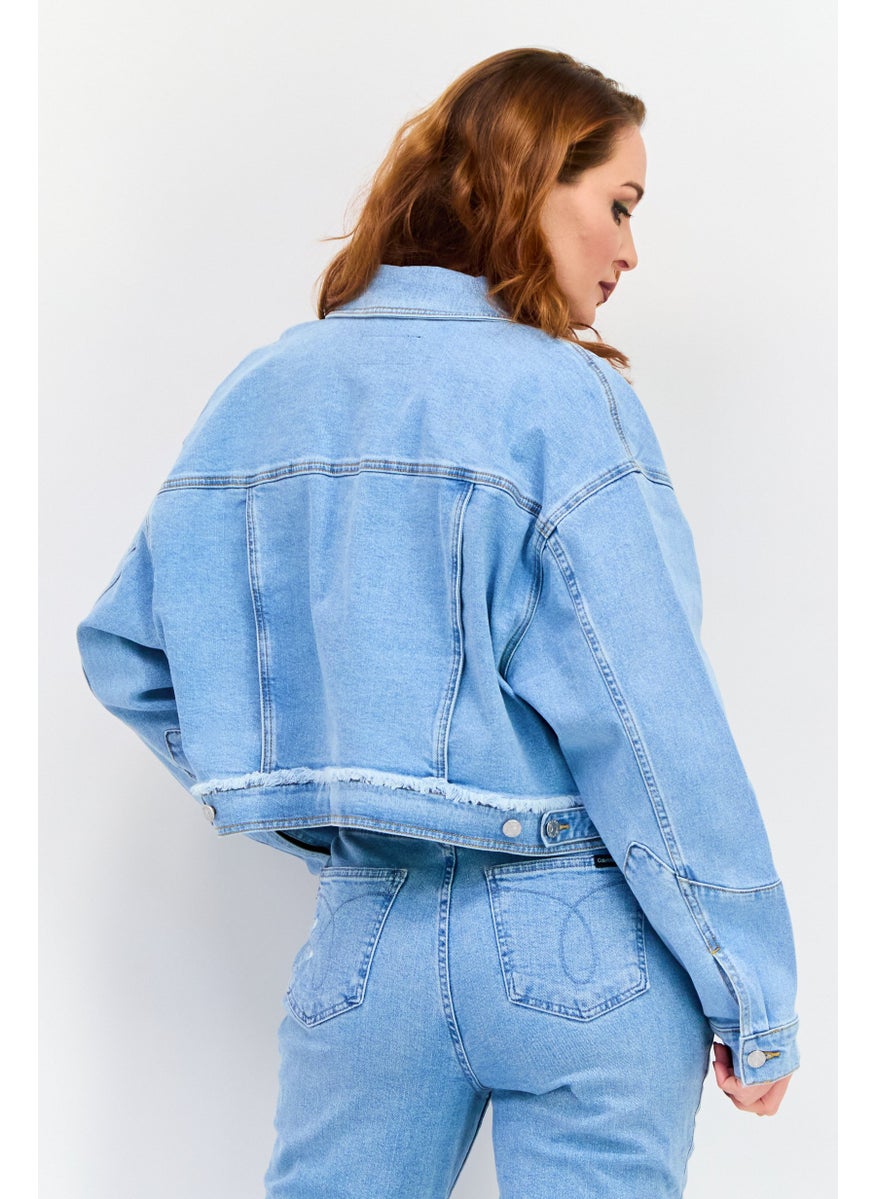 ESPRIT - Women Washed Denim Jacket, Blue - Image 1