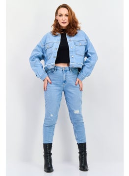 ESPRIT Women Washed Denim Jacket, Blue  - Image 4