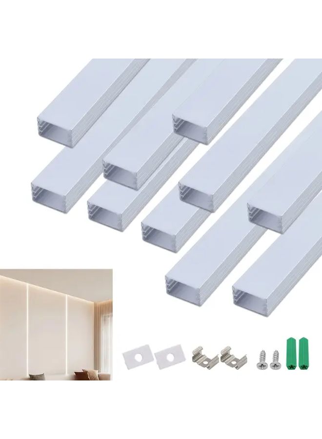 10 قطع، 1.65 قدم، 0.5 متر، 14.3 ملم × 8.8 ملم، نظام قنوات ألومنيوم فضي LED مع غطاء ناشر أوبال شفاف، مشبك تثبيت وغطاء نهاية، سهل القطع والتركيب - Image 5