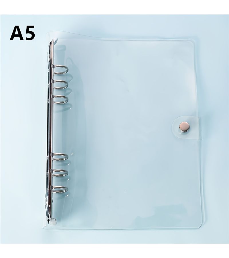 A5 A6 A7 Transparent Loose Leaf Binder Cover 6 Hole Snap Closure For Ring Bound Planner Pages 45pcs Loose Leaf Replacement Core - Image 2