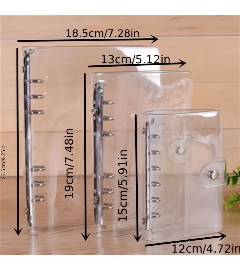 A5 A6 A7 Transparent Loose Leaf Binder Cover 6 Hole Snap Closure For Ring Bound Planner Pages 45pcs Loose Leaf Replacement Core - Image 5
