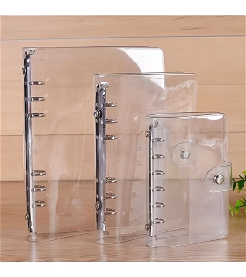 A5 A6 A7 Transparent Loose Leaf Binder Cover 6 Hole Snap Closure For Ring Bound Planner Pages 45pcs Loose Leaf Replacement Core - Image 1
