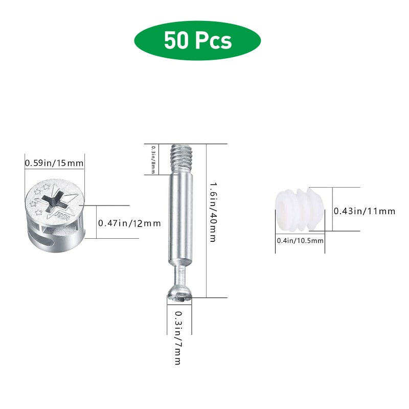 50 Pcs Furniture Locking Bolt 3-in-1 Cabinet Cam Furniture Lock Fixing - Image 3