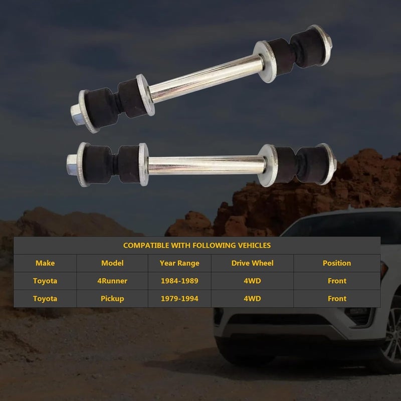 HHCM 2pc Front Sway Bar Link Kit K9225 for Toyota 4Runner 1984 1985 1986 1987 1988 1989 4WD, Suspension Stabilizer Bar End Links for Toyota Pickup 1979-1994 4WD - Image 1