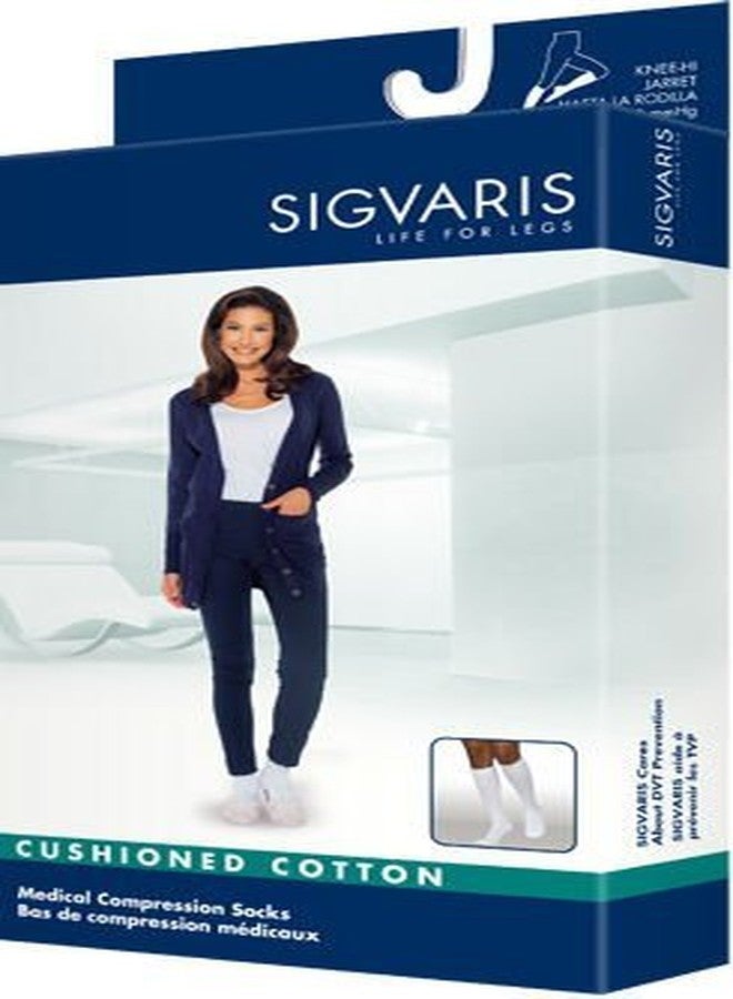 Sigvaris Women's Cushioned Cotton Knee High Sport Socks 20-30mmHg Long Length, Medium Long, Black
