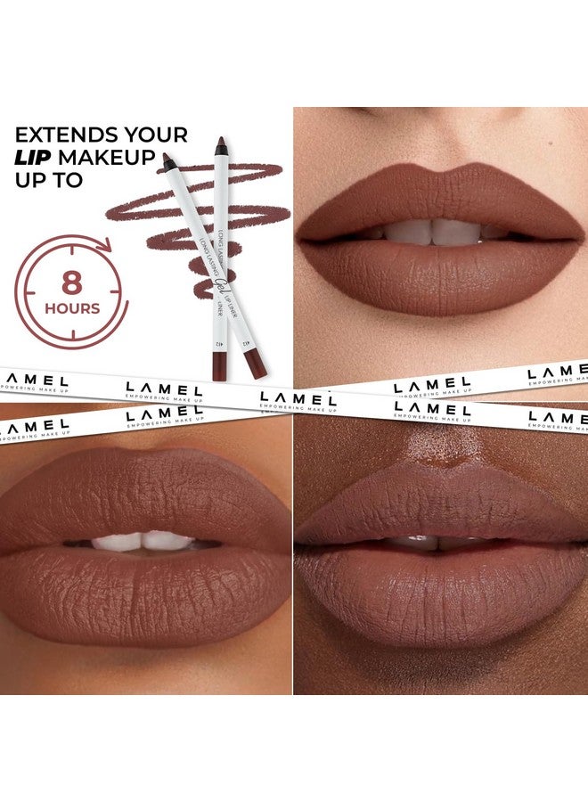 LAMEL Matte Gel Lip Liner Pencil | Weightless & Creamytexture - Sharpenable - Longwear & Waterproof - High Pigmented & Flawless Finish - Cruelty-Free & Paraben-Free - 414, 1,7G/0.05Oz. (Intense Brown) - Image 2