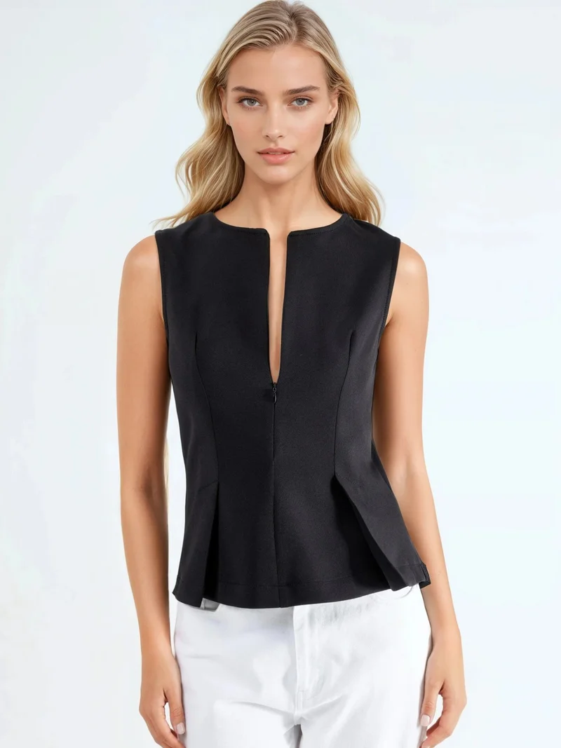هيكاب Pleated Slim Fit Zippered Blouse