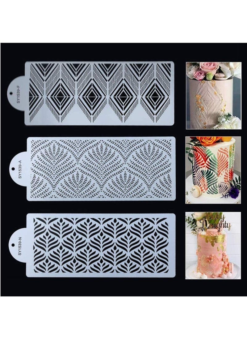 Generic - 3PC Cake Decorating Stencils, Mold Plastic Templates Spray Floral Cake Molds Cookie Fondant Dessert Decorating Molds - Image 1