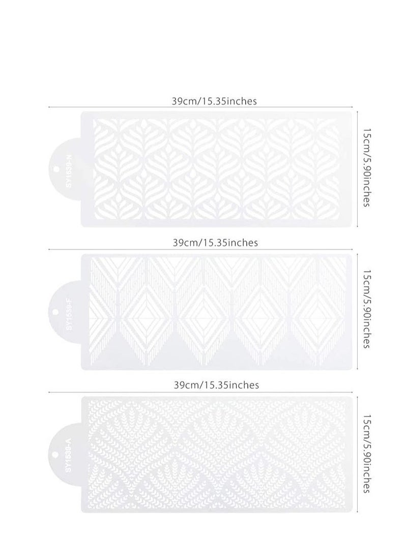 Generic - 3PC Cake Decorating Stencils, Mold Plastic Templates Spray Floral Cake Molds Cookie Fondant Dessert Decorating Molds - Image 1