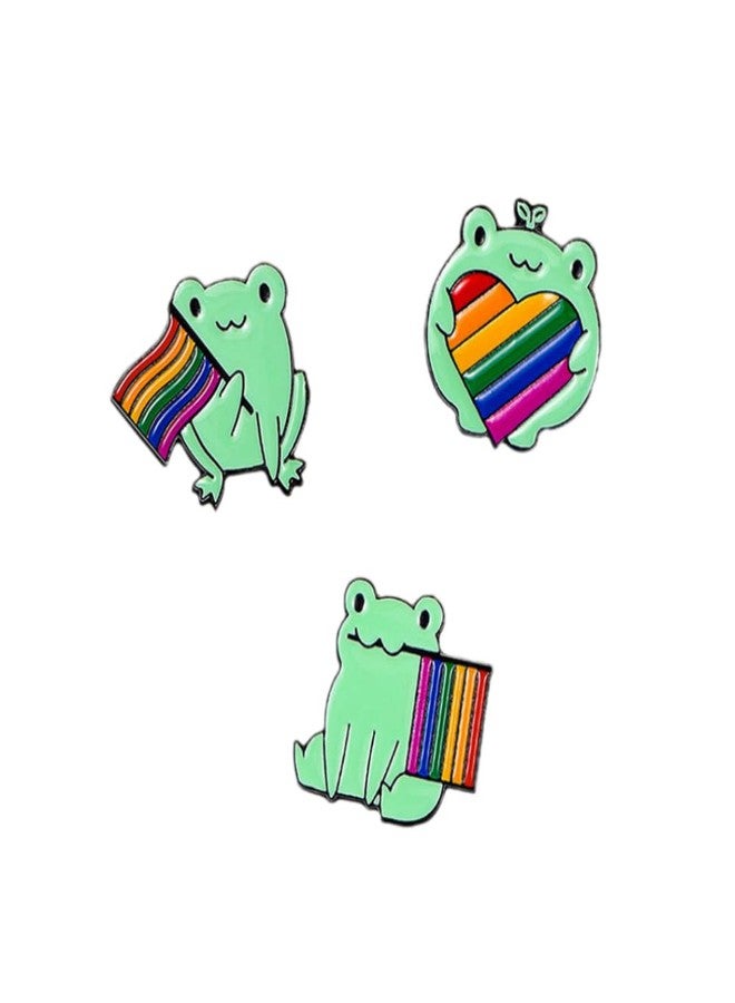 SCRDPRAD Pride Rainbow Flag Lapel Pins LGBT Brooch Pins Gay Rainbow Cat Frog Brooch Bisexual LGBTQ Enamel Badge Pins Pride Jewelry Gift-Frog - Image 1