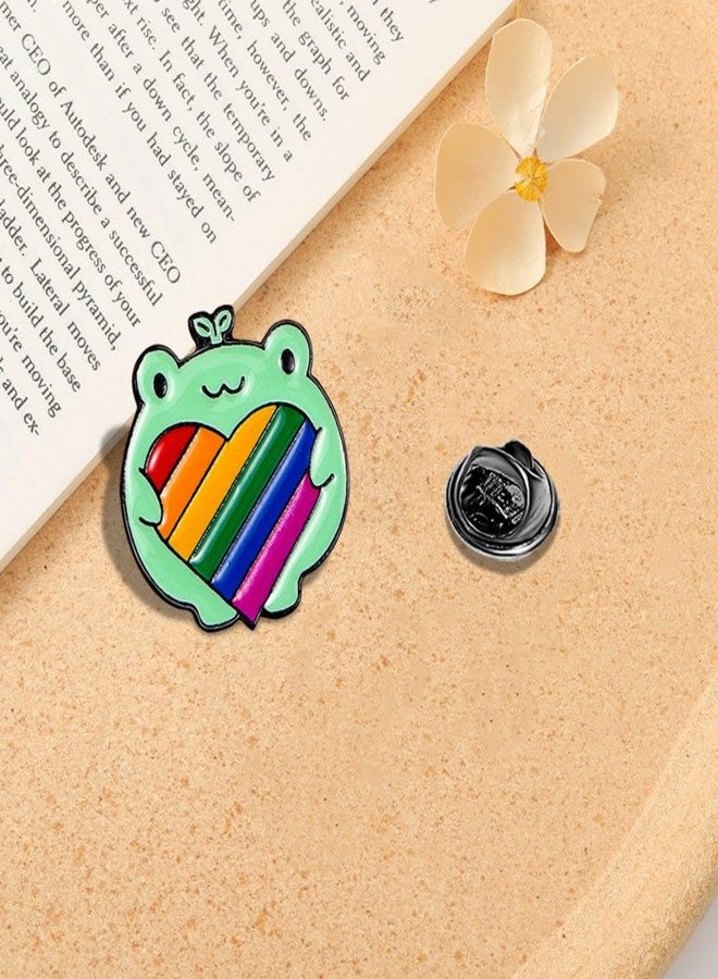 SCRDPRAD Pride Rainbow Flag Lapel Pins LGBT Brooch Pins Gay Rainbow Cat Frog Brooch Bisexual LGBTQ Enamel Badge Pins Pride Jewelry Gift-Frog - Image 2