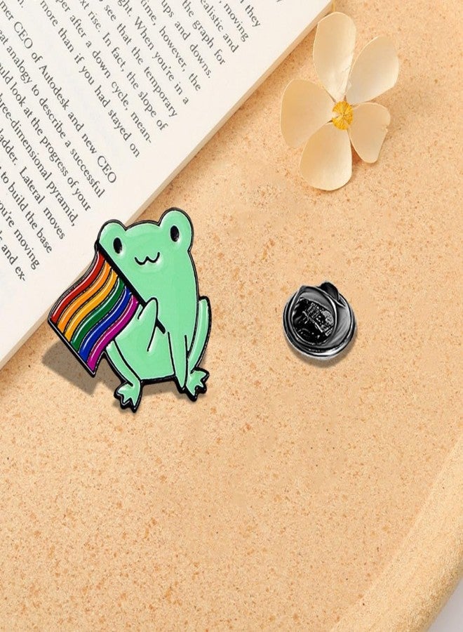 SCRDPRAD Pride Rainbow Flag Lapel Pins LGBT Brooch Pins Gay Rainbow Cat Frog Brooch Bisexual LGBTQ Enamel Badge Pins Pride Jewelry Gift-Frog - Image 4