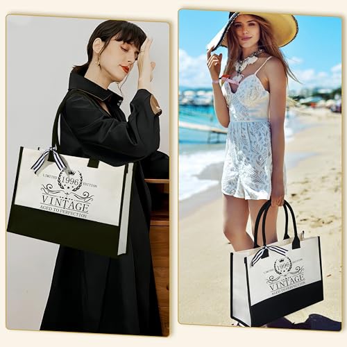 DOGMEM 30th Birthday Gifts for Her, 30 Years Old Birthday Gifts Tote Bag 30 Years Old Gift for Mom Wife Daughter Sister Women 1996 Canvas Tote Bag Makeup Bag 1996 Poster Gift for Women - Image 2