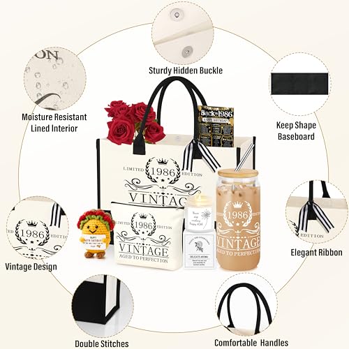 DOGMEM 30th Birthday Gifts for Her, 30 Years Old Birthday Gifts Tote Bag 30 Years Old Gift for Mom Wife Daughter Sister Women 1996 Canvas Tote Bag Makeup Bag 1996 Poster Gift for Women - Image 4