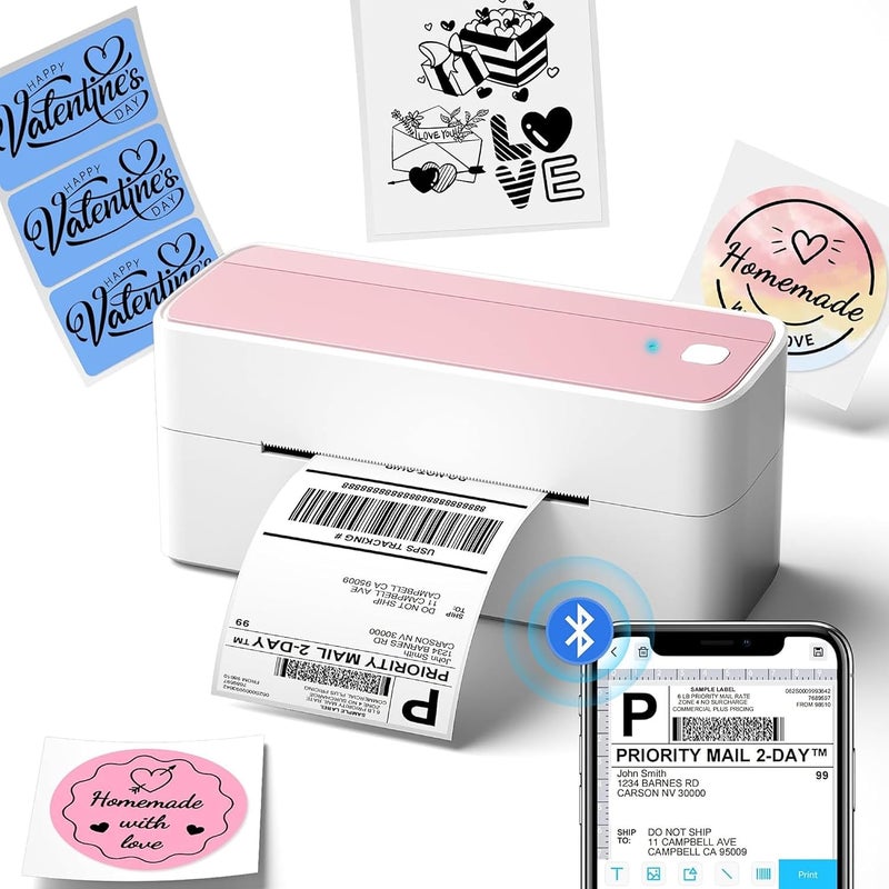 Phomemo Bluetooth Thermal Label Printer 241BT - 4X6 Wireless Shipping Label Maker in Pink - Image 1