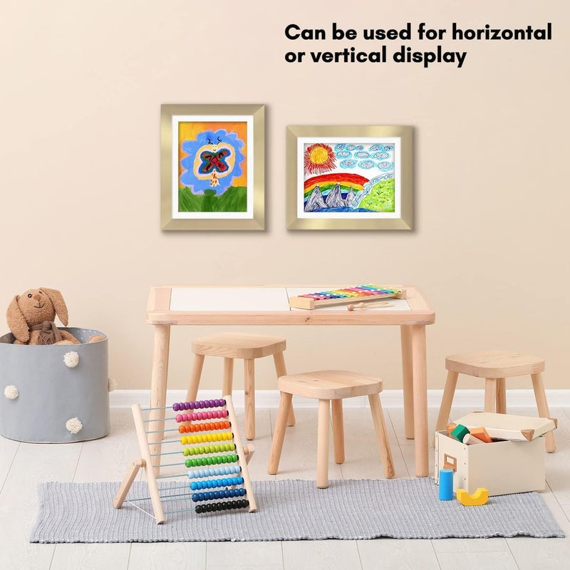 Americanflat Kids Artwork Frame Changeable Gold Magnetic Door Holds 100 Art Pieces 85x11 Letter Size Display with Mat or 10x125 Without Mat My Mini Masterpiece - Image 5