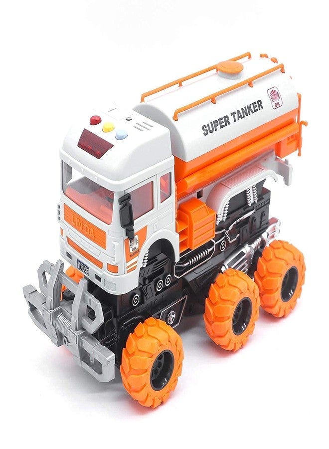 ISTOSY Friction Powered Realistic Super Oil Tanker Truck Collision Deformation Toy with Light and Sounds Unbreakable Pull Back Vehicles Toys for Kids, Boys, Girls (Multicolor) - Image 1