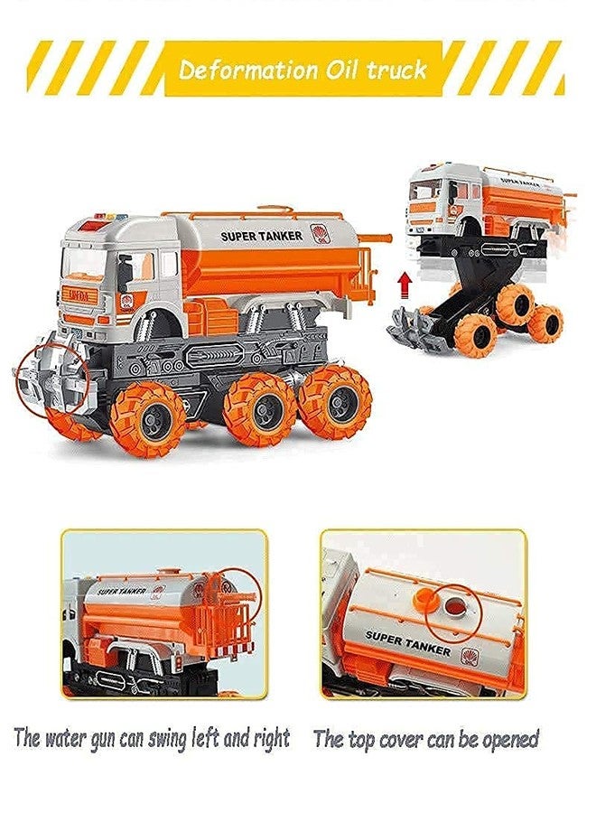ISTOSY Friction Powered Realistic Super Oil Tanker Truck Collision Deformation Toy with Light and Sounds Unbreakable Pull Back Vehicles Toys for Kids, Boys, Girls (Multicolor) - Image 4