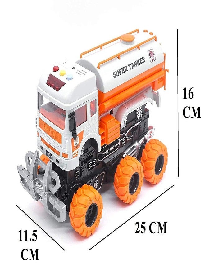 ISTOSY Friction Powered Realistic Super Oil Tanker Truck Collision Deformation Toy with Light and Sounds Unbreakable Pull Back Vehicles Toys for Kids, Boys, Girls (Multicolor) - Image 3