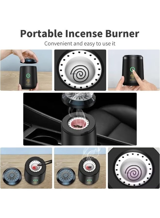 Portable Mini Electric Incense Burner & USB Rechargeable Oud Diffuser – Compact Arabic Bakhoor Mubkhar for Home, Office, Car & Travel | Silent Operation, Cordless Design, Easy-to-Use Aromatherapy Device for Bakhoor, Oud & Solid Fragrances – Black - Image 4