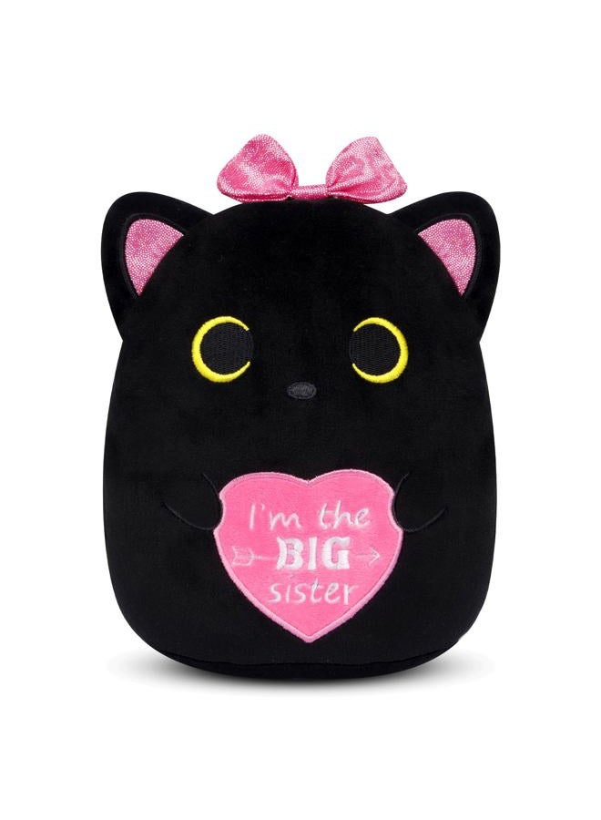 LSYDCARM Big Sister Black Cat Plush - I'm The Big Sister Black Cat Stuffed Animal with Heart, New Baby Big Sister Gift for Girls, Cute Cat Stuffed Animal Plush Toy with Pink Sparkly Bow - Image 1