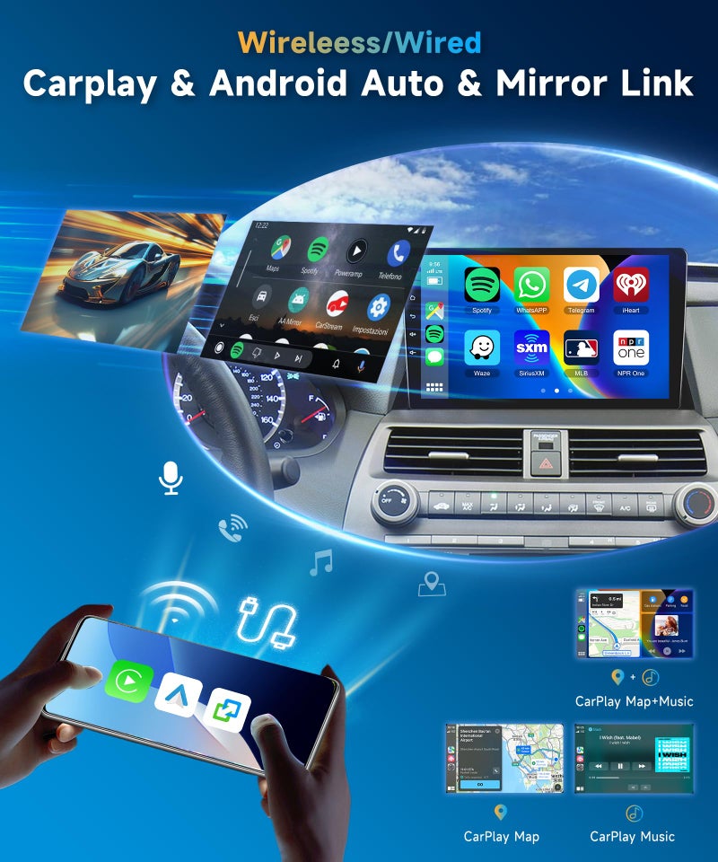 METEESER 【2+64G】 for Honda Accord 8th 2008-2013 Android Car Stereo Wireless Carplay Android Auto,10.1" Touchscreen Radio GPS WiFi DSP Bluetooth SWC+Backup Camera for Honda Accord Car Play Radio - Image 3
