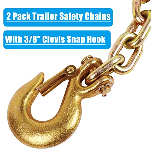 Tnyeobae 35" Trailer Safety Chain with 3/8" Clevis Snap Hook,Grade-70 Heavy Duty Binder Chain(Pack of 2) - Image 2