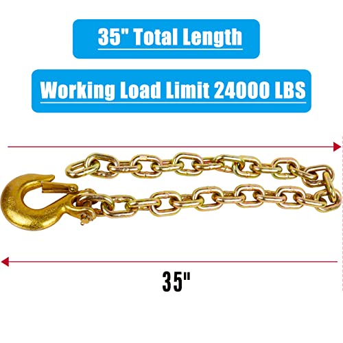 Tnyeobae 35" Trailer Safety Chain with 3/8" Clevis Snap Hook,Grade-70 Heavy Duty Binder Chain(Pack of 2) - Image 4