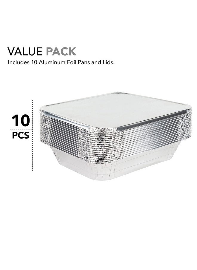 Stock Your Home Stock Your Home 10 Pack 9x13 Pans with Lids - Aluminum Pans With Lids - Disposable Tray - Steam Table Deep Half Size Pans - For Cooking, Food Storage, BBQ, Grilling, Catering  - Image 3