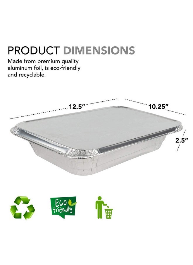 Stock Your Home Stock Your Home 10 Pack 9x13 Pans with Lids - Aluminum Pans With Lids - Disposable Tray - Steam Table Deep Half Size Pans - For Cooking, Food Storage, BBQ, Grilling, Catering  - Image 2