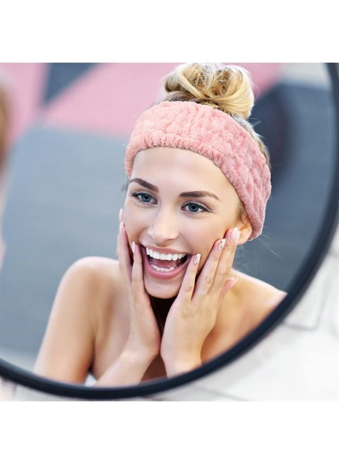 Chuangdi 3 Pieces Spa Facial Headband for Makeup and Washing Face Women Spa Yoga Sports Shower Facial Head Band Elastic Head Wrap for Girls and Women (Pink)  - Image 4