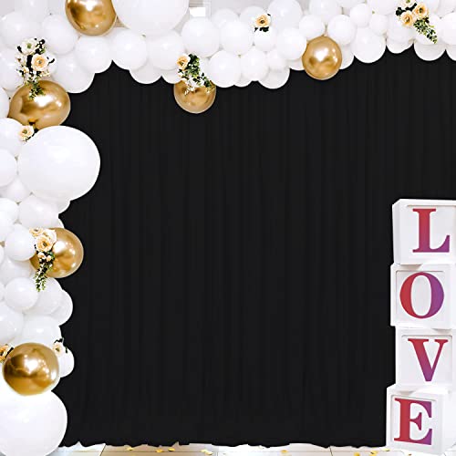 Joydeco Black Backdrop Curtains for Parties, 10x10 Wrinkle Free Black Backdrop Drapes for Birthday Party Home Party, Curtains Backdrop 5ft x 10ft 2 Panels with Rod Pockets - Image 4