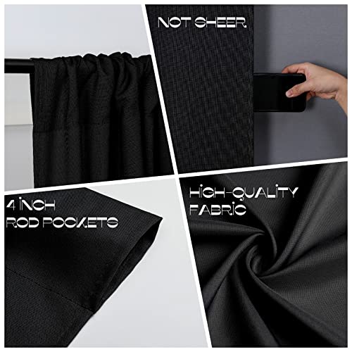 Joydeco Black Backdrop Curtains for Parties, 10x10 Wrinkle Free Black Backdrop Drapes for Birthday Party Home Party, Curtains Backdrop 5ft x 10ft 2 Panels with Rod Pockets - Image 5