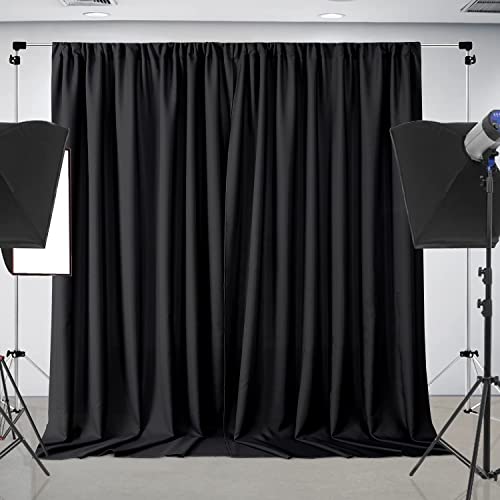 Joydeco Black Backdrop Curtains for Parties, 10x10 Wrinkle Free Black Backdrop Drapes for Birthday Party Home Party, Curtains Backdrop 5ft x 10ft 2 Panels with Rod Pockets - Image 1
