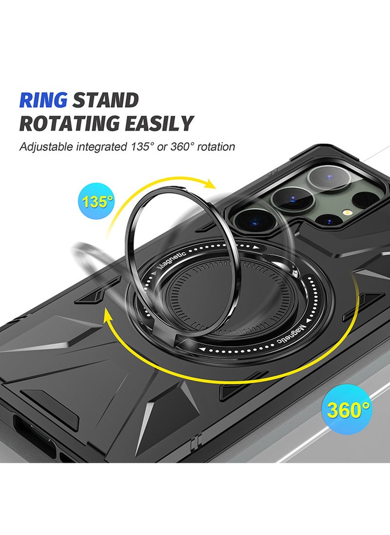 X-level Samsung Galaxy S24 Ultra Case Cover Shockproof Camera Len Protection Anti-scratch Comfortable Touch Feel 360 Degree Rotating Ring Kickstand Car Holder Back Cover Phone Shell Accessories Protector  - Image 3
