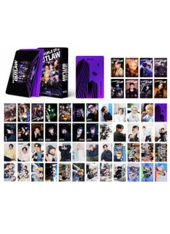 زد Integrate small card KPOP Korean Wave photo card 55 boxed DIY collection IVE aid ATEEZ- black purple -OUTLAW 