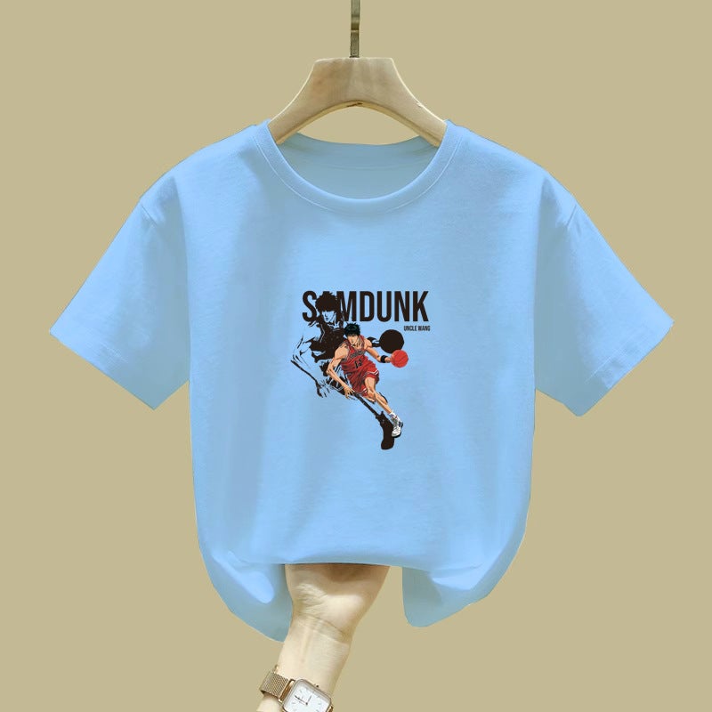 2381# Boys Short-Sleeved T-Shirt Cotton Middle-Large Boys Autumn Children'S All-Match Casual Top - Image 1