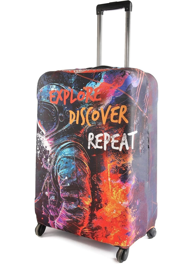 natOnat Travel Luggage Cover Protector - Suitcase Cover - Stretchy, Washable Spandex & Polyester - Protects Against Dirt & Scratches - Explore Design - Fits 65-70 CM Height (Large) - Image 2