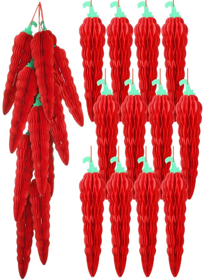 Sonwyoung Chili Pepper Birthday Decorations Red Chili Cook Off Paper Honeycomb Table Centerpieces Hanging Paper Lanterns Cook Off Contest Party Supplies - Image 1