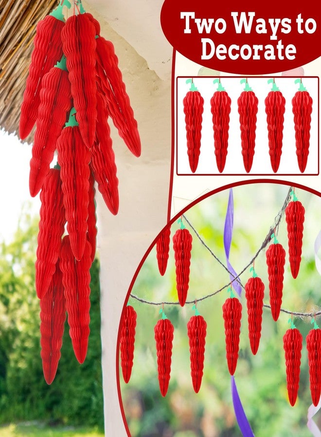 Sonwyoung Chili Pepper Birthday Decorations Red Chili Cook Off Paper Honeycomb Table Centerpieces Hanging Paper Lanterns Cook Off Contest Party Supplies - Image 3