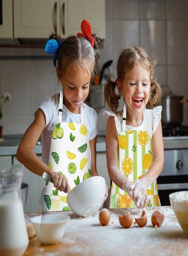 PLULON 4 Pcs Kids Aprons with Pockets - Lemonade Apron for Painting, Cooking, Baking - Adjustable Strap - 3-8 Years - Image 4